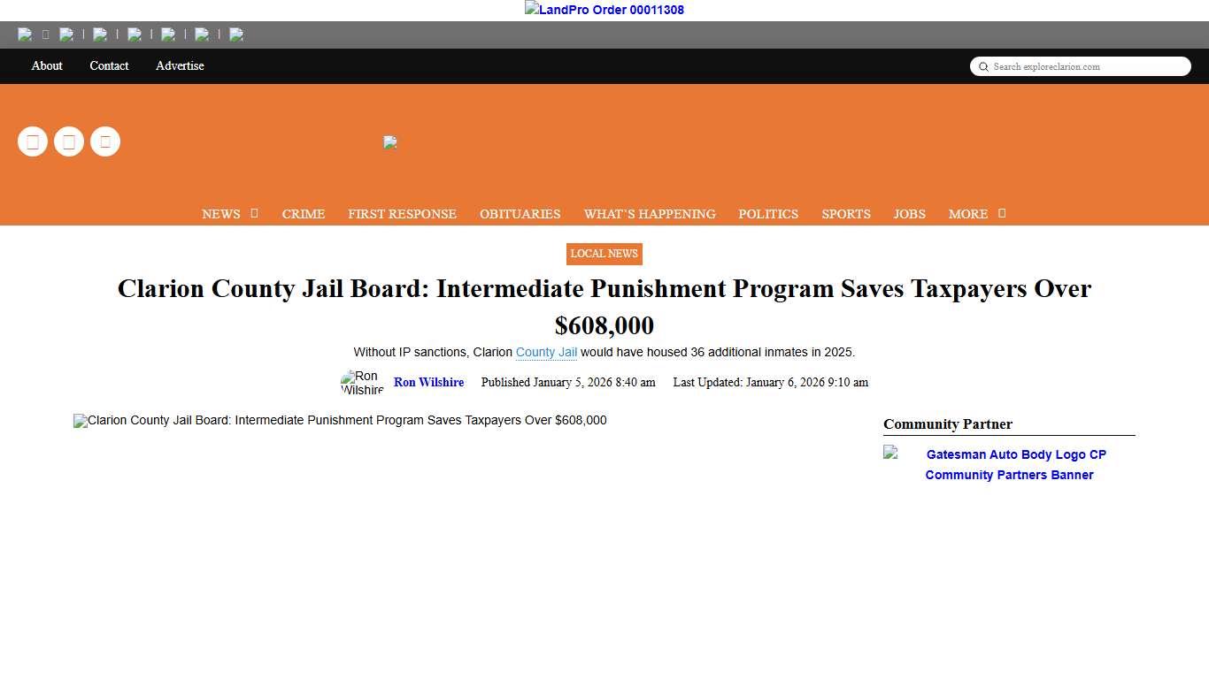 Clarion County Jail Board: Intermediate Punishment Program Saves Taxpayers Over $608,000 - exploreClarion