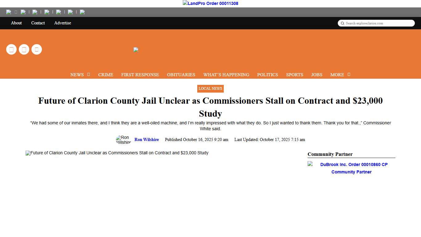 Future of Clarion County Jail Unclear as Commissioners Stall on Contract and $23,000 Study - exploreClarion